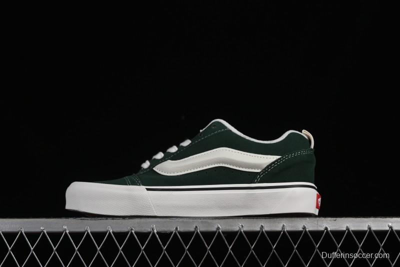 Vans Knu-Skool High Street American Retro Canvas Skate Shoes in Black Green - VN000CSQW3Z