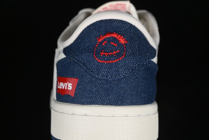 Nike Travis Scott x Fragment Design x Air Jordan 1 Low OG SP AJ1 Levi's Collaboration - White Blue Canvas Low Top Casual Sneakers - JH6088-605