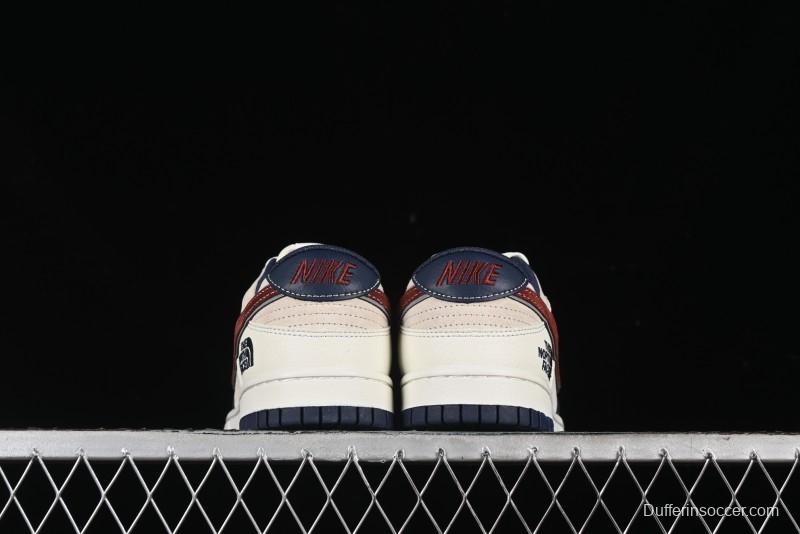 Nike SB Dunk Low The North Face Collaboration - Two-Tone Red Brown Swoosh Anniversary Custom Low-Top Casual Skate Shoes - DJ2024-036