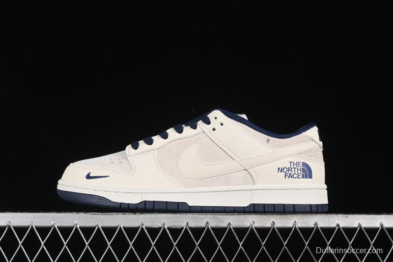 Nike SB Dunk Low The North Face Collaboration - Grey Pigskin White Swoosh Anniversary Custom Low-Top Casual Skate Shoes - KK1333-006