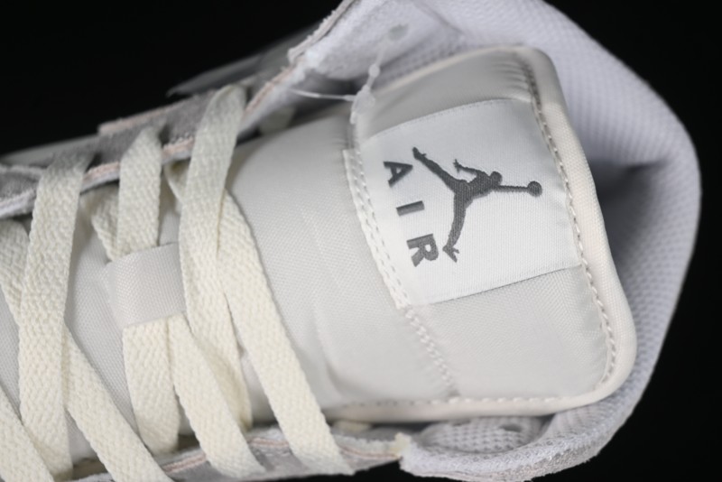 Nike Air Jordan 1 Mid AJ1 Basketball Shoes White Grey - FQ7720-002