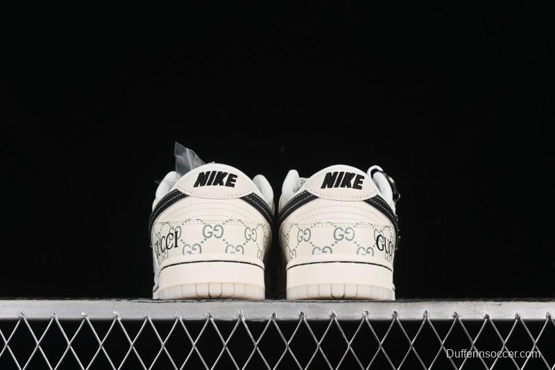 Nike SB Dunk Low Gucci Collaboration - Crystal Green Pattern Anniversary High-End Custom Low-Top Casual Sneakers - XY1688-104