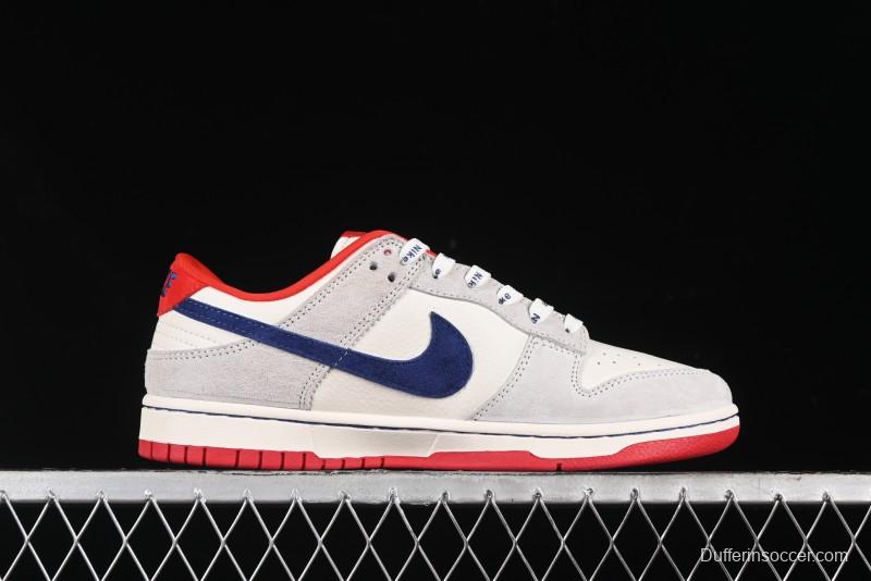 Nike SB Dunk Low Givenchy Collaboration - Gray Blue Red Double Swoosh Anniversary High-End Custom Low-Top Casual Sneakers - CF3688-033