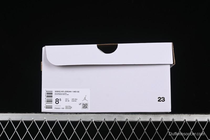 Nike Air Jordan 1 Mid Basketball Shoes Silver White - FN5031-100