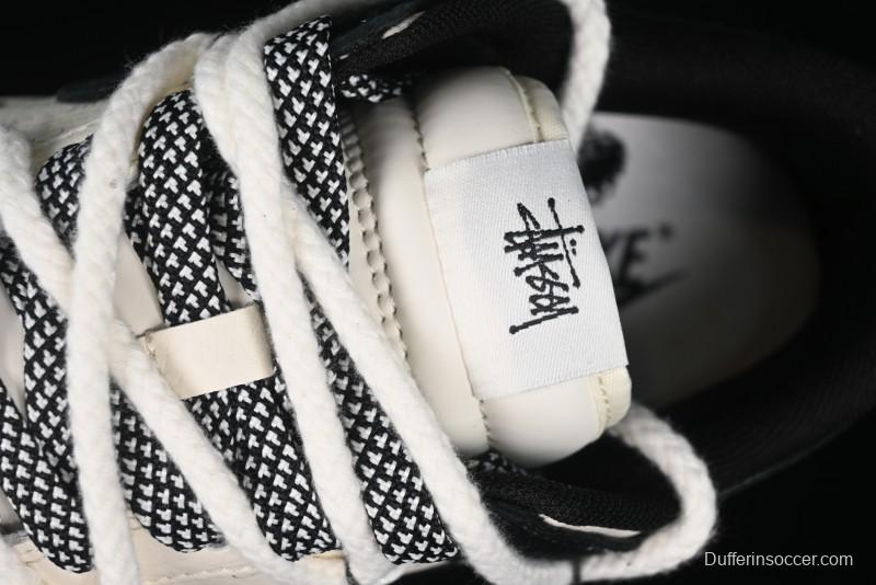 Nike SB Dunk Low Stussy Collaboration - White Embroidery Black Swoosh Anniversary Custom Low-Top Casual Sneakers - SJ2068-311