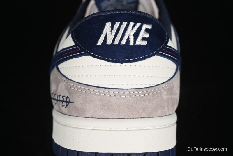 Nike SB Dunk Low UN Collaboration - Splatter Navy Swoosh Anniversary Custom Low-Top Casual Skate Shoes - DJ2024-041