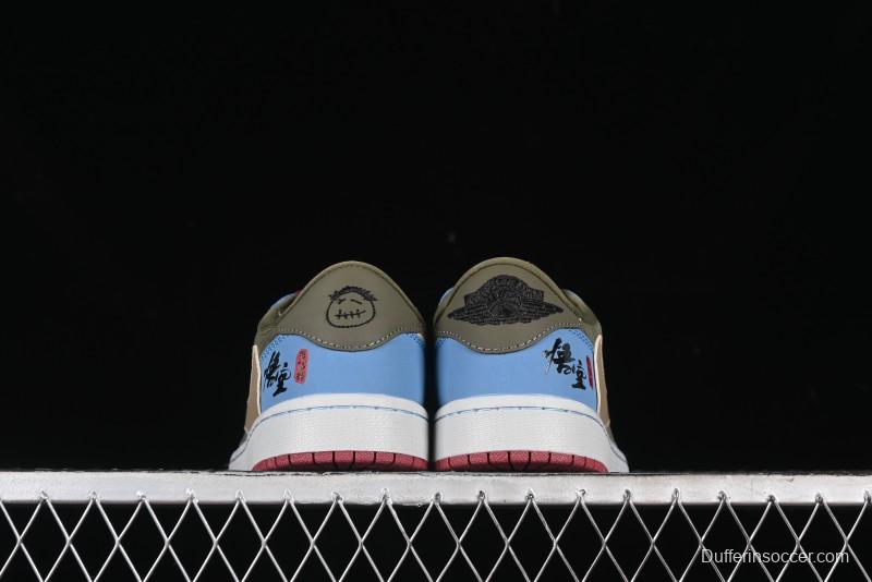 Nike Travis Scott x Fragment Design x Air Jordan 1 Low OG SP AJ1 Low Top Casual Sneakers - CH6336-015