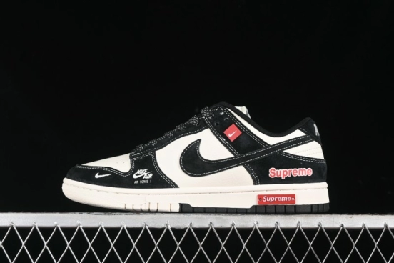 Nike SB Dunk Low SUP Collaboration - Black White Black Swoosh Anniversary Custom Low-Top Casual Skate Shoes - MM1089-020