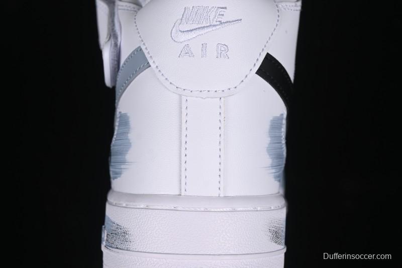 Nike Air Force 1 Mid Custom Hand-Painted Broken Three Hooks Shadow Spray-Painted Strap Mid-Top Casual Sneakers - CW2289-111