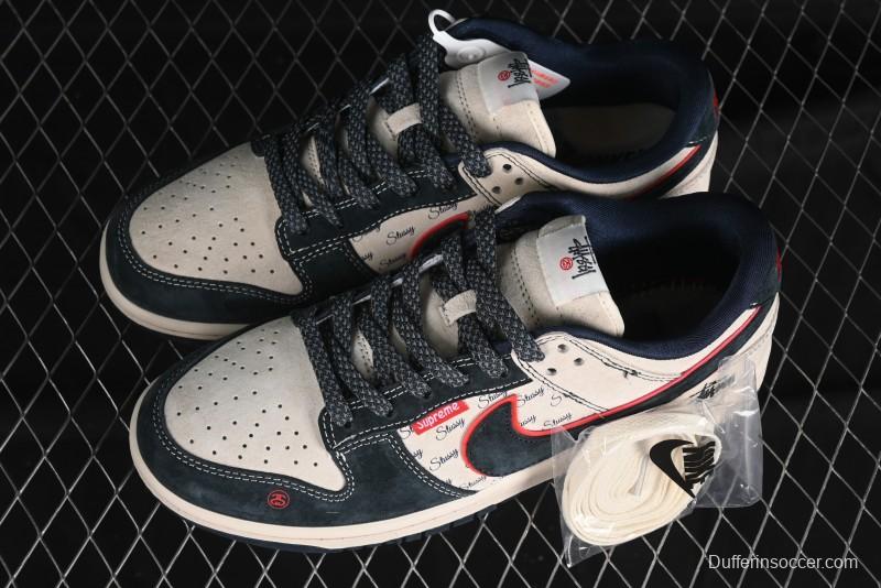 Nike SB Dunk Low Stussy Collaboration - Anniversary High-End Custom Low-Top Casual Skate Shoes - DQ1098-520