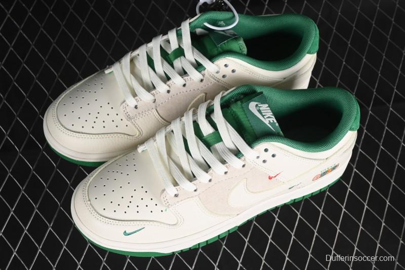 Nike SB Dunk Low Gucci Collaboration - Custom White Swoosh Leather Patch Anniversary Edition Low-Top Casual Skate Shoes - KK1688-052
