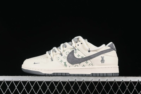 Nike SB Dunk Low Violent Bear Series - Lace-Up Beige with Grey Check - Anniversary Custom Edition Low-Top Casual Skate Shoes - SJ2068-289