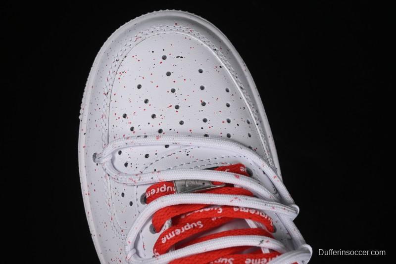 Supreme x Nike Air Force 1 '07 Low Casual Sneakers with Broken Swoosh and Anime-Inspired Spray Paint Design - CU9225-101