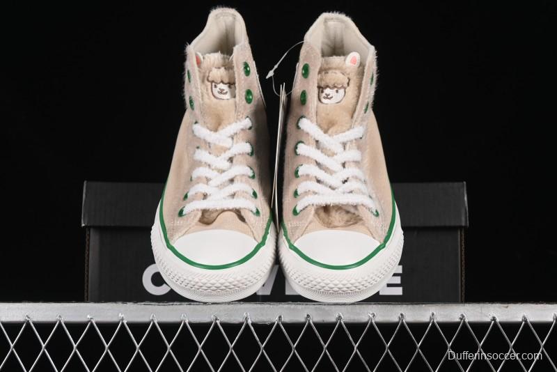 Converse Zoo Happy Pets Series High-Top Casual Sneakers with Plush Lining for Autumn Winter - A12768C