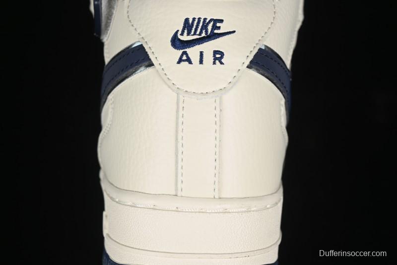 Nike Air Force 1 '07 Mid Deep Blue Two-Tone Sole Mid-Top Casual Sneakers with Reflective Stars - XL0236-233