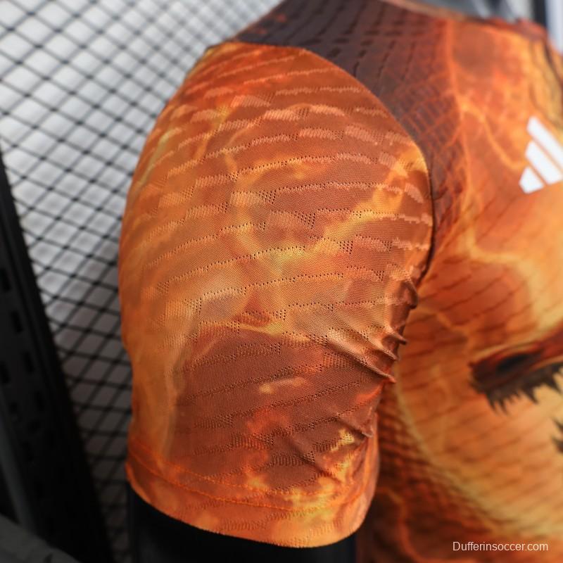 Player Version 25/26 Real Madrid NA ZHA Orange with Dragon Warrior Jersey