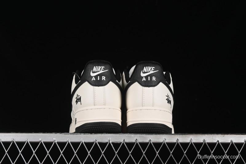 Nike Air Force 1 '07 Low Stussy Collaboration - White Black Low-Top Casual Sneakers - XZ3328-001