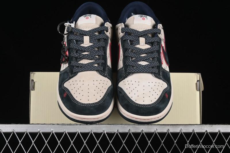 Nike SB Dunk Low Stussy Collaboration - Anniversary High-End Custom Low-Top Casual Skate Shoes - DQ1098-520