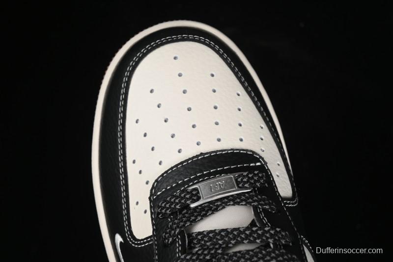 Nike Air Force 1 '07 Low Stussy Collaboration - Black Gum Marked Swoosh Low-Top Casual Sneakers - XZ9688-001