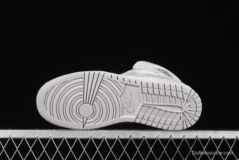 Nike Air Jordan 1 Mid AJ1 Basketball Shoes White Grey - FQ7720-002