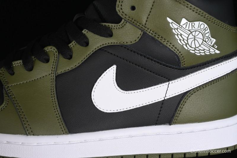Nike Air Jordan 1 Mid AJ1 Army Green Mid-Top Casual Sneakers - DQ8426-092