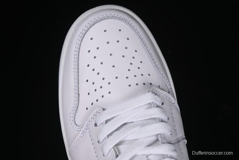 Nike Air Jordan 1 Low 85 Retro Sneakers in White with Metallic Blue Swoosh - FB9933-141