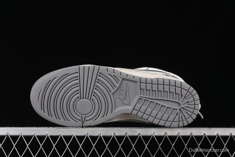 Nike SB Dunk Low Stussy Bandana Grey Check Anniversary Custom Low-Top Casual Skate Shoes - SJ2068-310