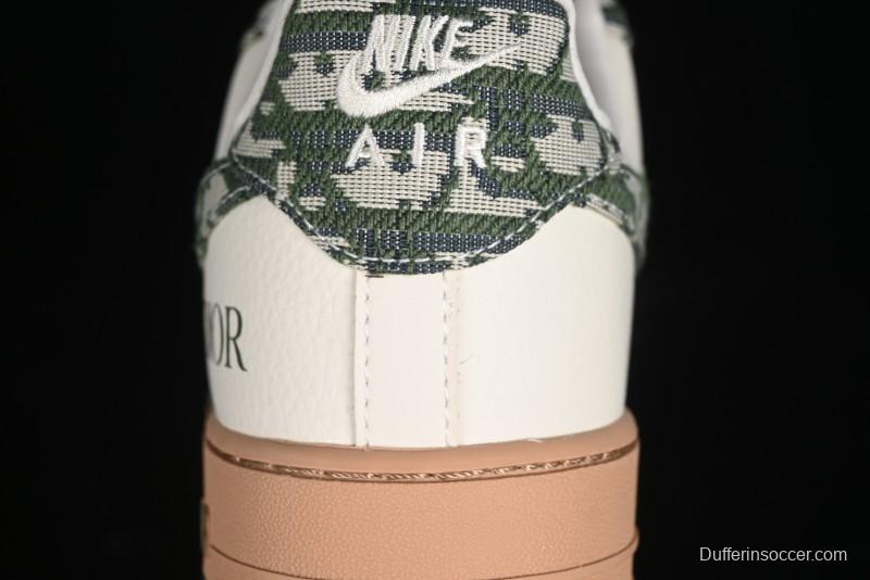 Nike Air Force 1 '07 Low Dior Collaboration - Beige Green Swoosh Low-Top Casual Sneakers - KK1988-010