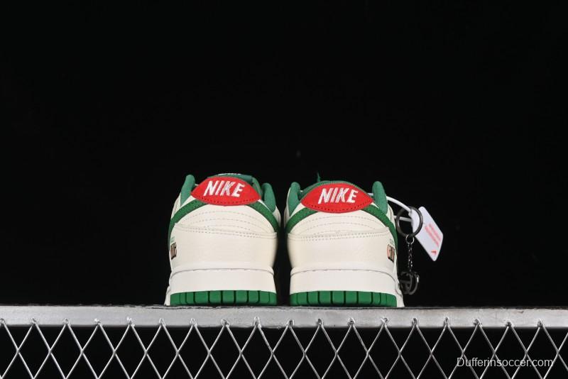 Nike SB Dunk Low Gucci Collaboration - Custom Patchwork Green Swoosh Anniversary Edition Low-Top Casual Skate Shoes - KK1688-053