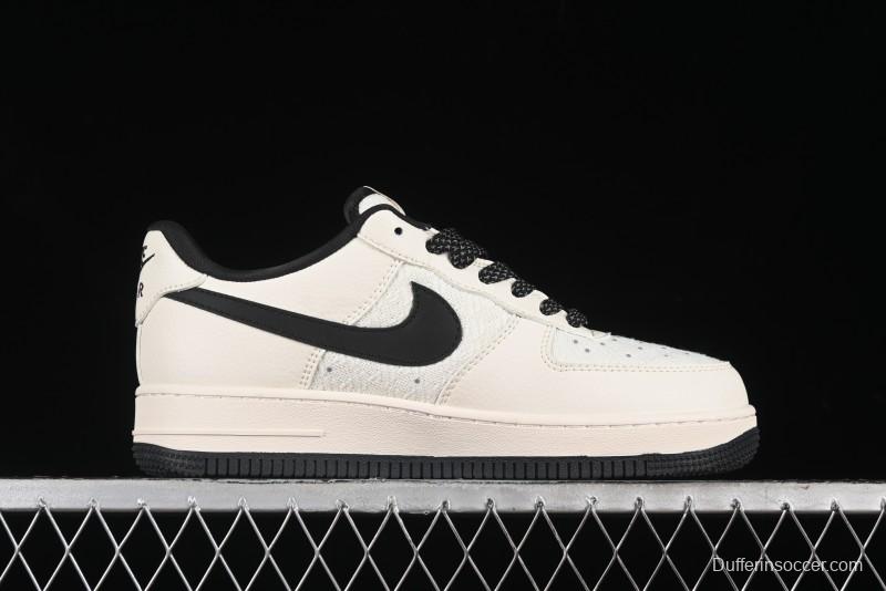Nike Air Force 1 '07 Low Gucci Collaboration - Dark Blue Linen Casual Sneakers - XZ3398-888