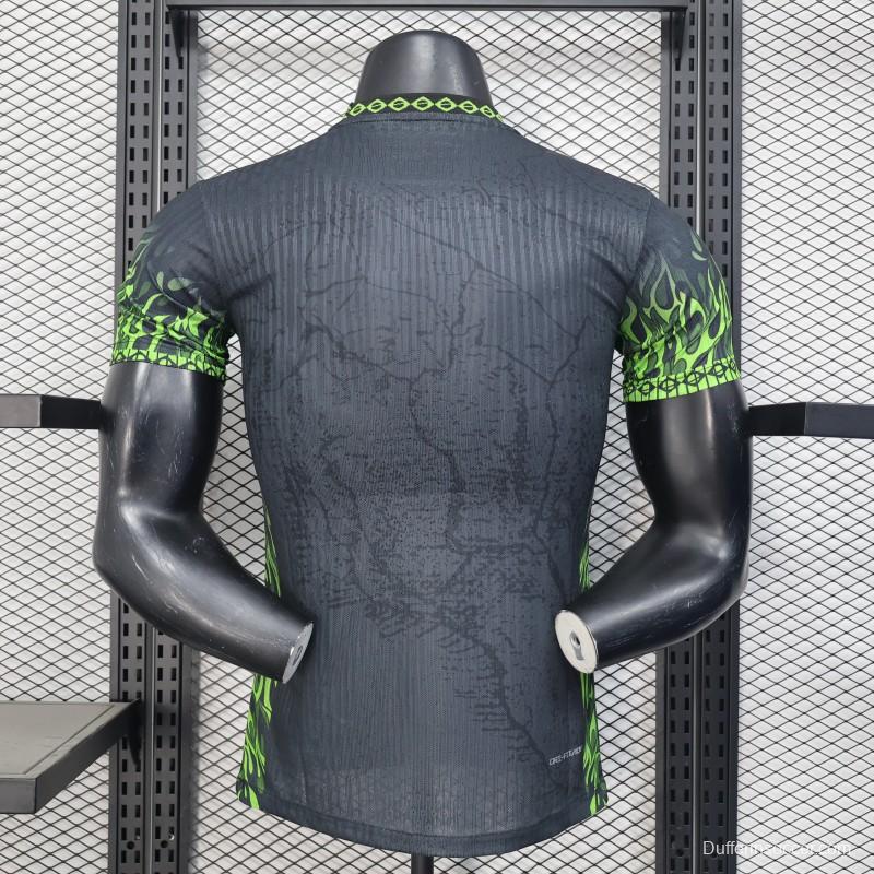 Player Version 2025 Brazil Dark Grey with Neon Green Flame Jersey