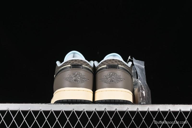 Nike Air Jordan 1 Low "Coconut Milk Black" Casual Basketball Shoes with Contrast Swoosh - HQ3437-101