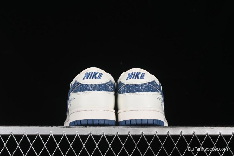 Nike SB Dunk Low LV Collaboration - Light Blue Denim Hook Anniversary High-End Custom Low-Top Casual Skate Shoes - JH8310-955