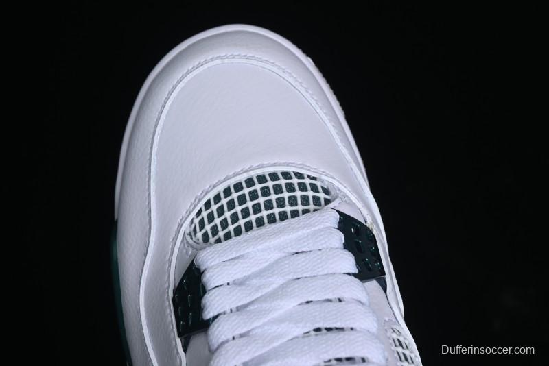 Nike Air Jordan 4 Retro Sneakers in White, Oxidized Green and Neutral Grey - AQ8138-103