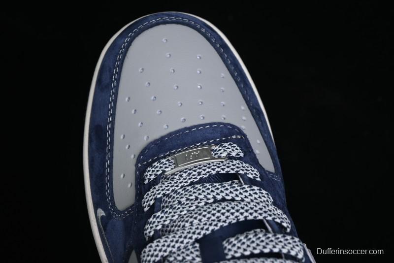 Nike Air Force 1 '07 Low Stussy Collaboration - Grey Blue Suede Low-Top Casual Sneakers - SJ6698-007