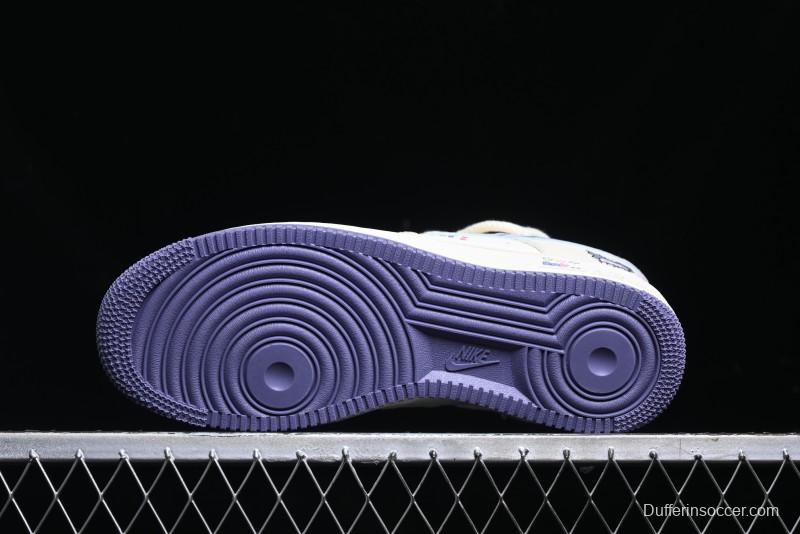 Nike Air Force 1 Low Kuromi Casual Sneakers with Lace-Up Design - BD7701-220