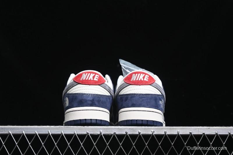 Nike SB Dunk Low The North Face Collaboration - Light Blue Grey Check Anniversary High-End Custom Low-Top Casual Skate Shoes - YX5066-251