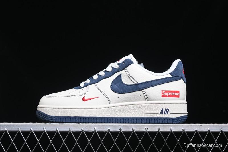 Nike Air Force 1 '07 Low Supreme Collaboration - Light Blue Suede Swoosh Casual Sneakers - XZ3328-669