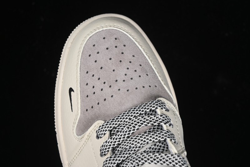 Nike Air Jordan 1 Low Supreme Collaboration - Dual-Tone Black Swoosh Custom Retro Basketball Shoes - SJ9950-043