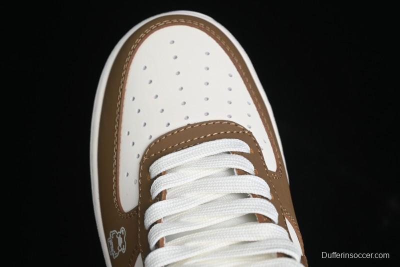 Nike Air Force 1 '07 Low Bape Collaboration - Brown Violent Bear Casual Sneakers - DF0188-013
