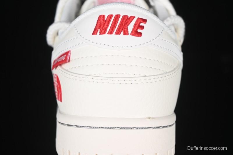 Nike SB Dunk Low x The North Face x Supreme Series - Strap Beige White Hook Anniversary High-End Custom Low-Top Casual Skate Shoes - YX5066-229