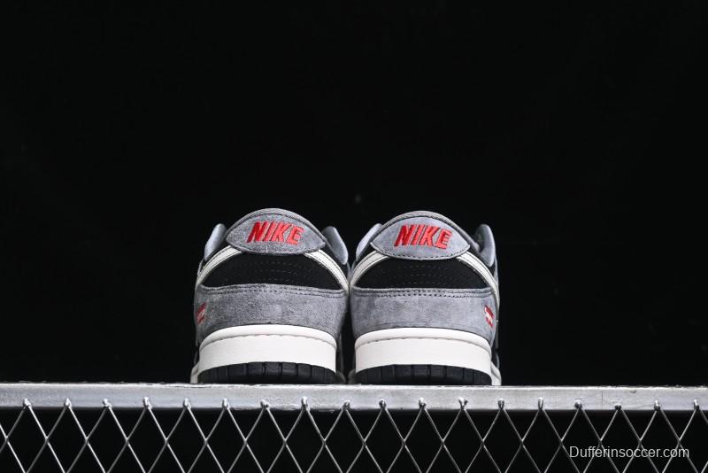 Nike SB Dunk Low Supreme Collaboration - Carbon Black Grey Pig Anniversary High-End Custom Low-Top Casual Skate Shoes - XX3186-206