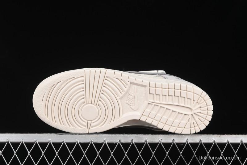 Nike SB Dunk Low Stussy Collaboration - Strap Grey Embroidered Swoosh Anniversary Custom Low-Top Casual Skate Shoes - SJ2068-307