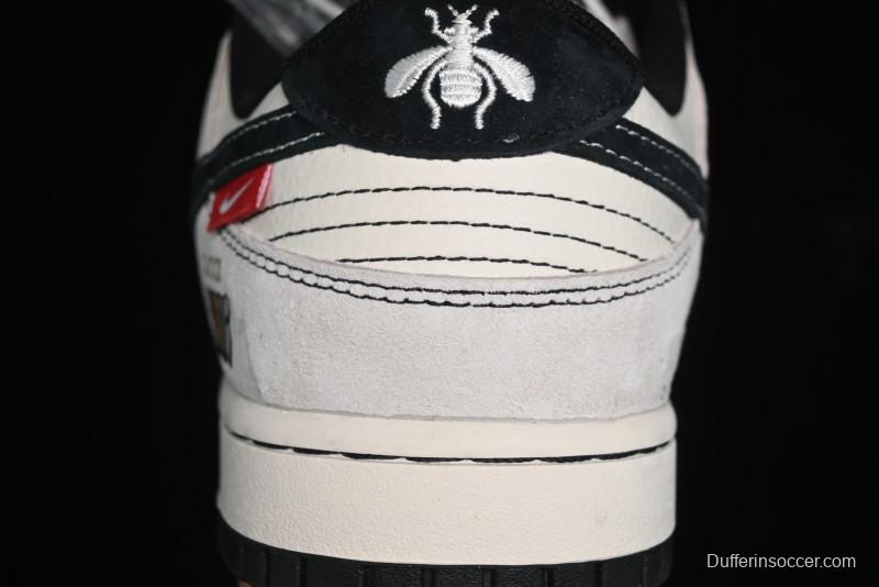 Nike SB Dunk Low Gucci Collaboration - Bumblebee Series Grey Black Hook Anniversary High-End Custom Low-Top Casual Skate Shoes - MM1089-029