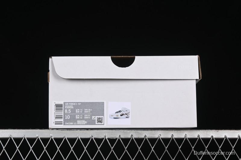 Nike Air Force 1 '07 Mid Hand-Painted White Black Brown with Swoosh Shadow Strap Mid-Top Casual Sneakers - CW2289-111