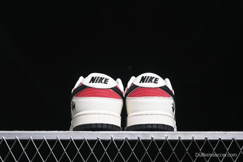 Nike SB Dunk Low Stussy Collaboration - Beige Black Swoosh Silver Edge Anniversary High-End Custom Low-Top Casual Sneakers - XX3168-306