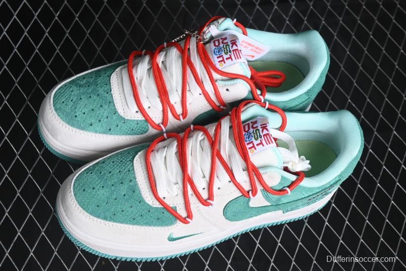 Nike Air Force 1 '07 Low Gucci Stone Island Collaboration - Grey Green Pigskin Lace-Up Casual Sneakers - DF0188-010