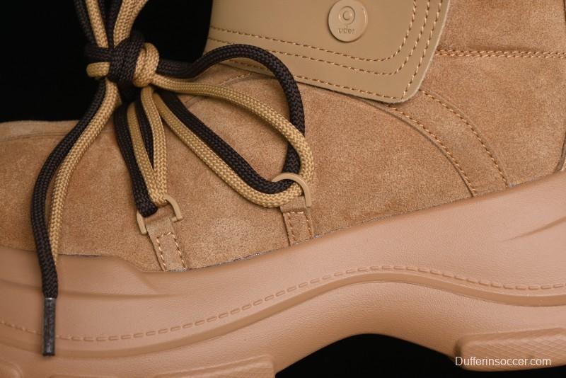 Ouder Retro Lace-Up Mid-Calf Warm & Thickened Platform Casual Snow Boots with Wool Lining - Oud024 Brown