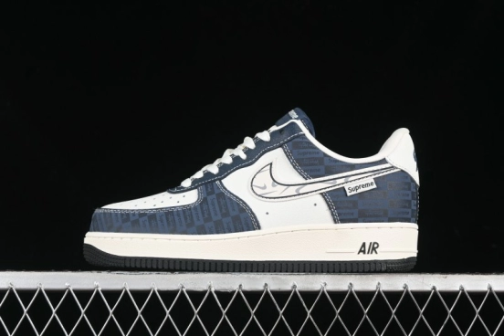 Nike Air Force 1 '07 Low Supreme Casual Sneakers in White-Blue Shadow - KK1988-009