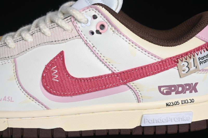 Nike Dunk Low Retro Casual Sneakers in Brown and Sail with Panda Mischief Skyline Theme - DD1503-124